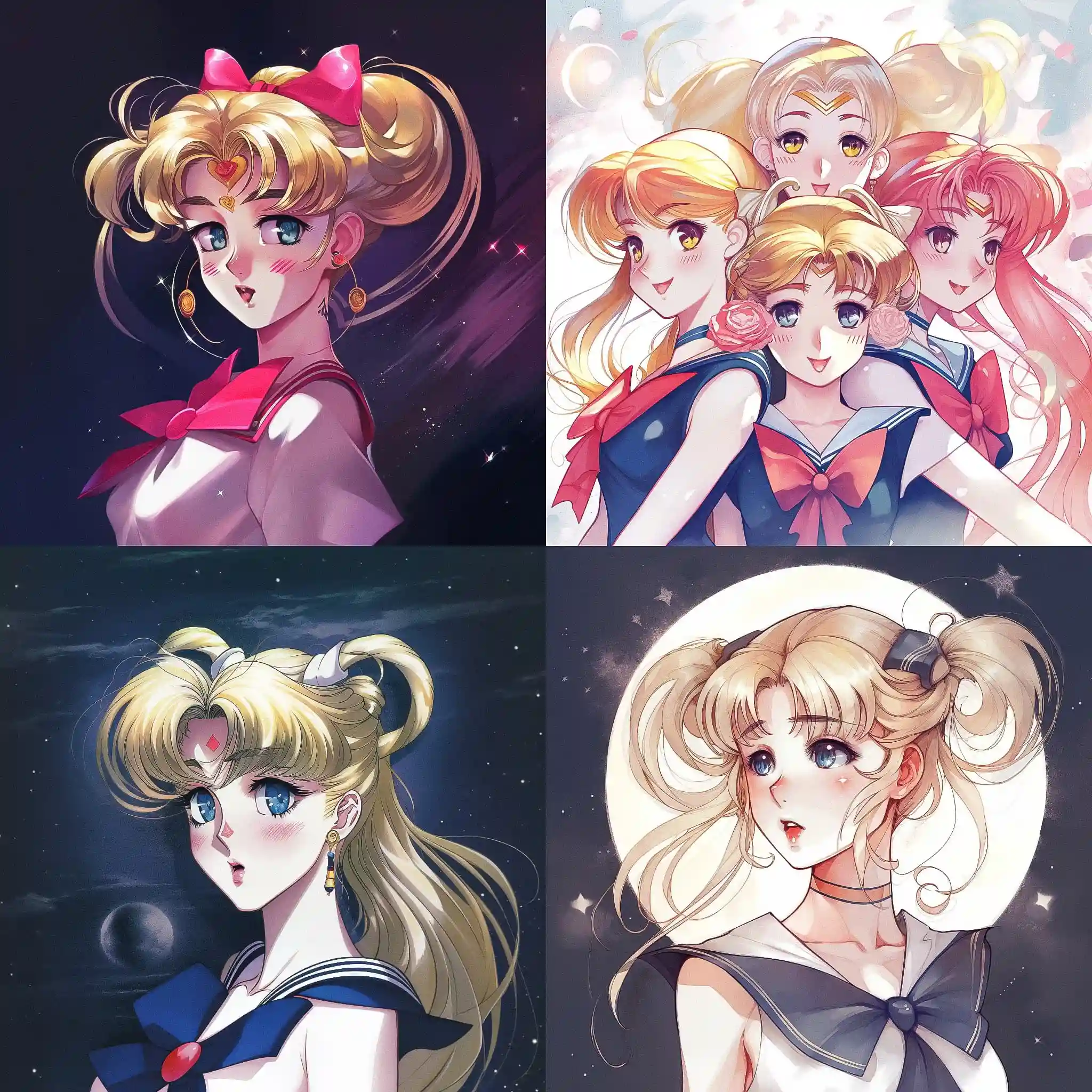 美少女战士 sailor moon风格midjourney AI绘画作品 -美少女战士 sailor moon风格midjourney AI绘画作品