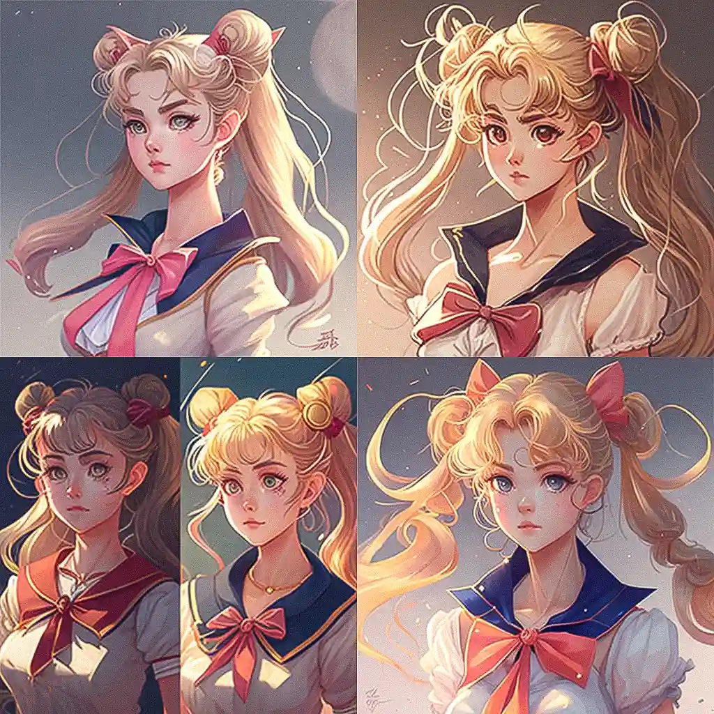 美少女战士 sailor moon风格midjourney AI绘画作品 -美少女战士 sailor moon风格midjourney AI绘画作品