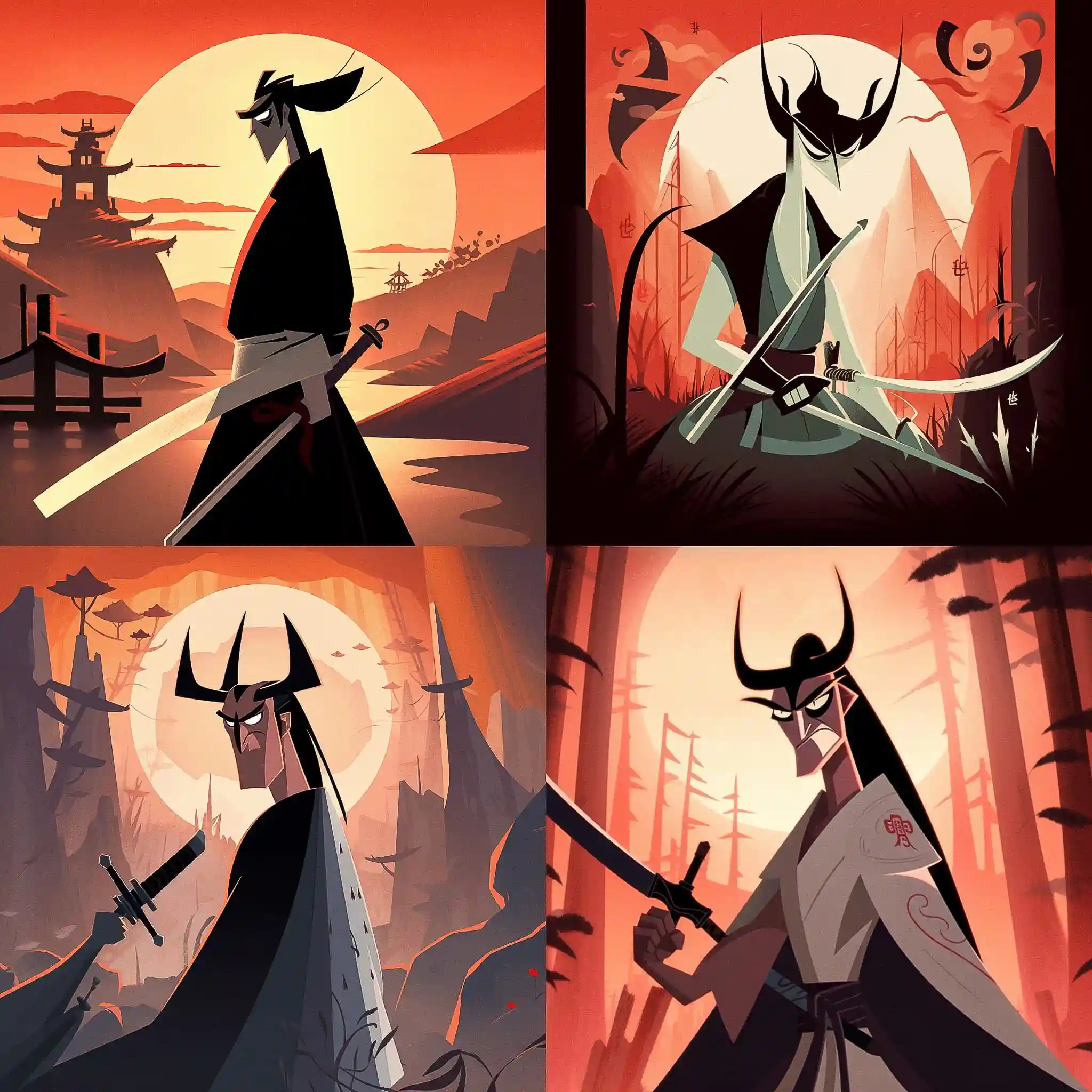 -武士杰克 samurai jack风格midjourney AI绘画作品