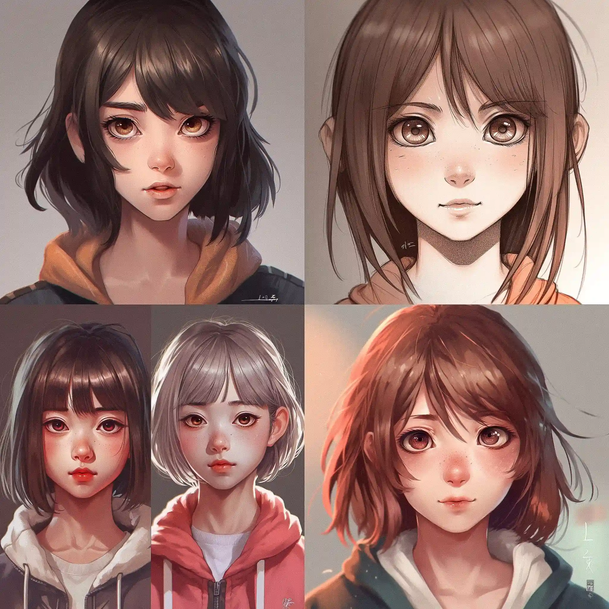 -半写实动漫风格 semi realistic anime style风格midjourney AI绘画作品