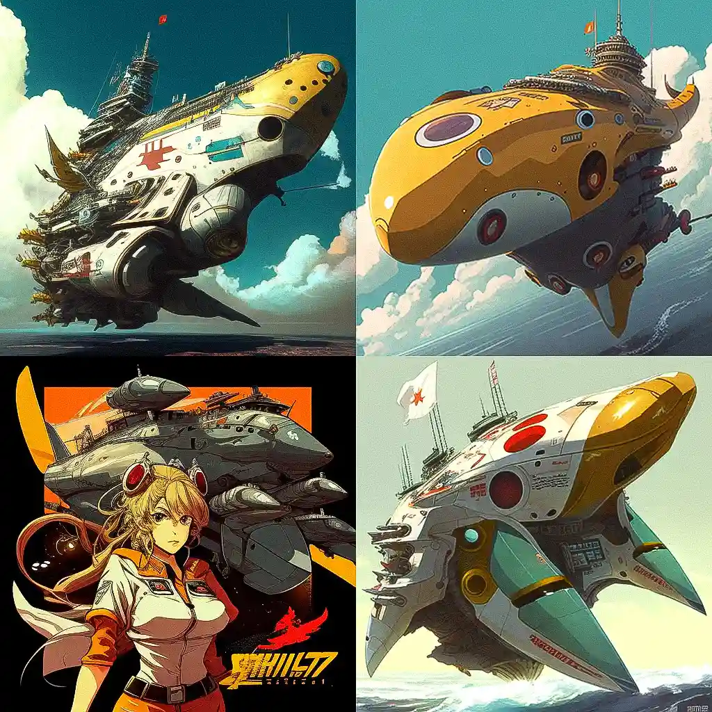 宇宙战舰大和号 space battleship yamato风格midjourney AI绘画作品 -宇宙战舰大和号 space battleship yamato风格midjourney AI绘画作品