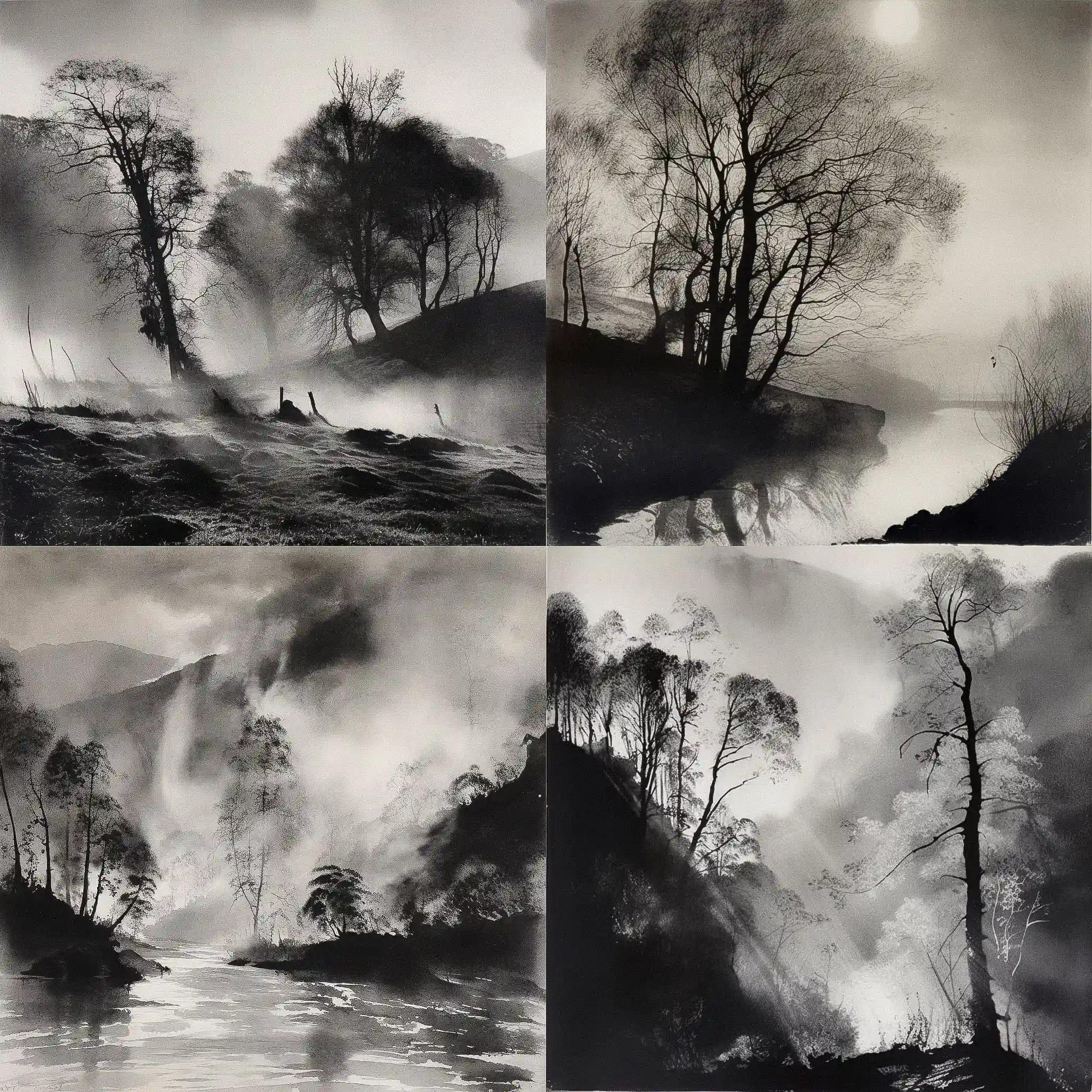 诺曼·阿克罗伊德 norman ackroyd风格midjourney AI绘画作品 -诺曼·阿克罗伊德 norman ackroyd风格midjourney AI绘画作品