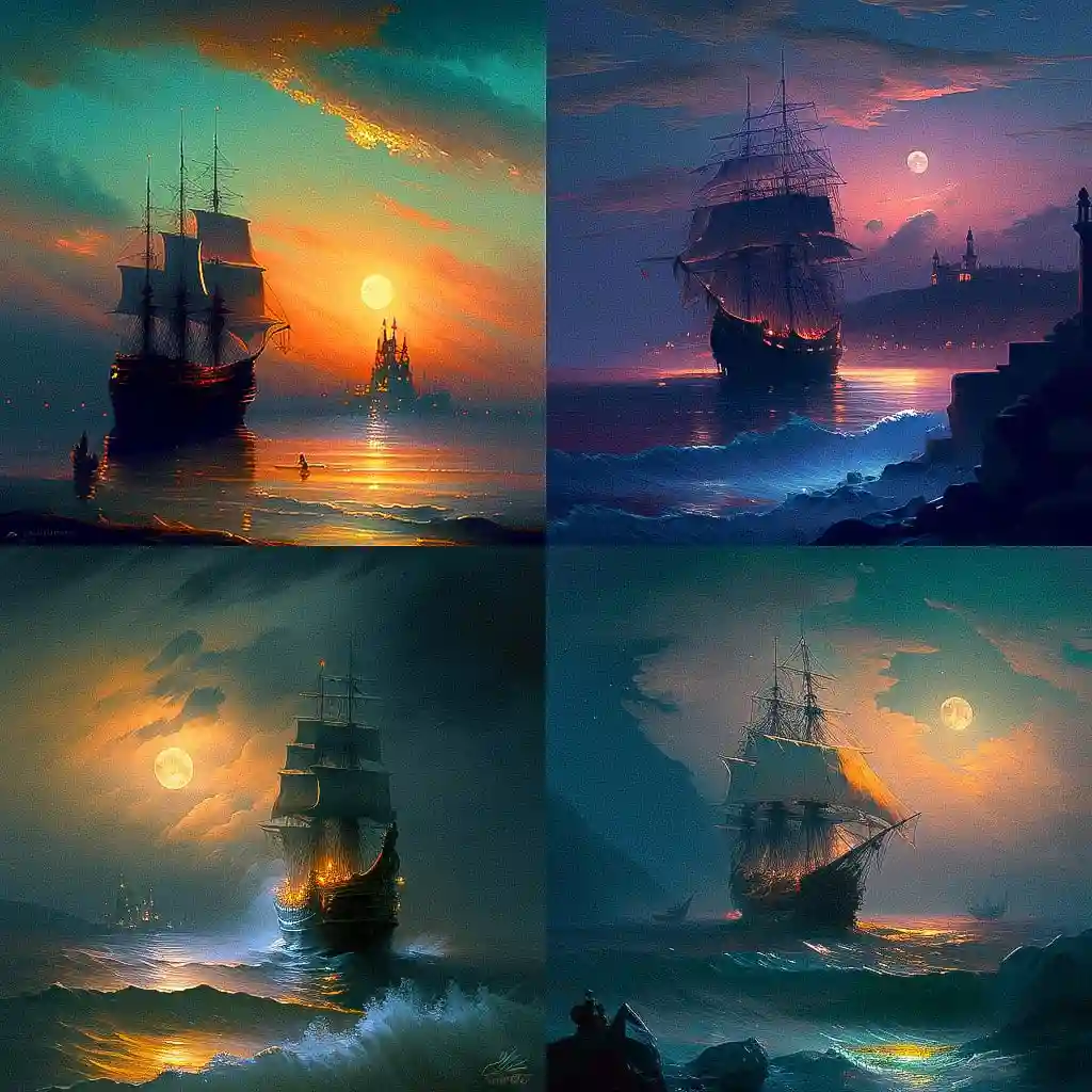 -伊万·艾瓦佐夫斯基 ivan aivazovsky风格midjourney AI绘画作品