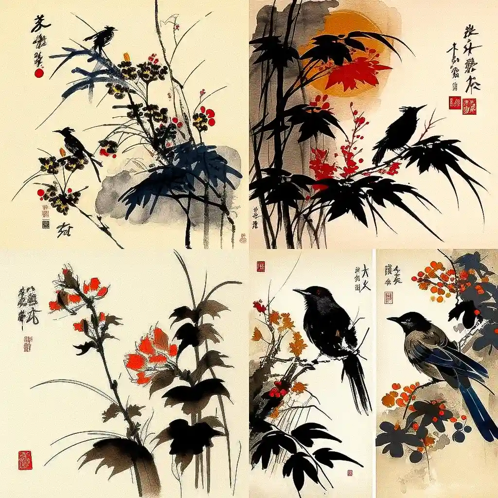 齐白石 qi baishi风格midjourney AI绘画作品 -齐白石 qi baishi风格midjourney AI绘画作品