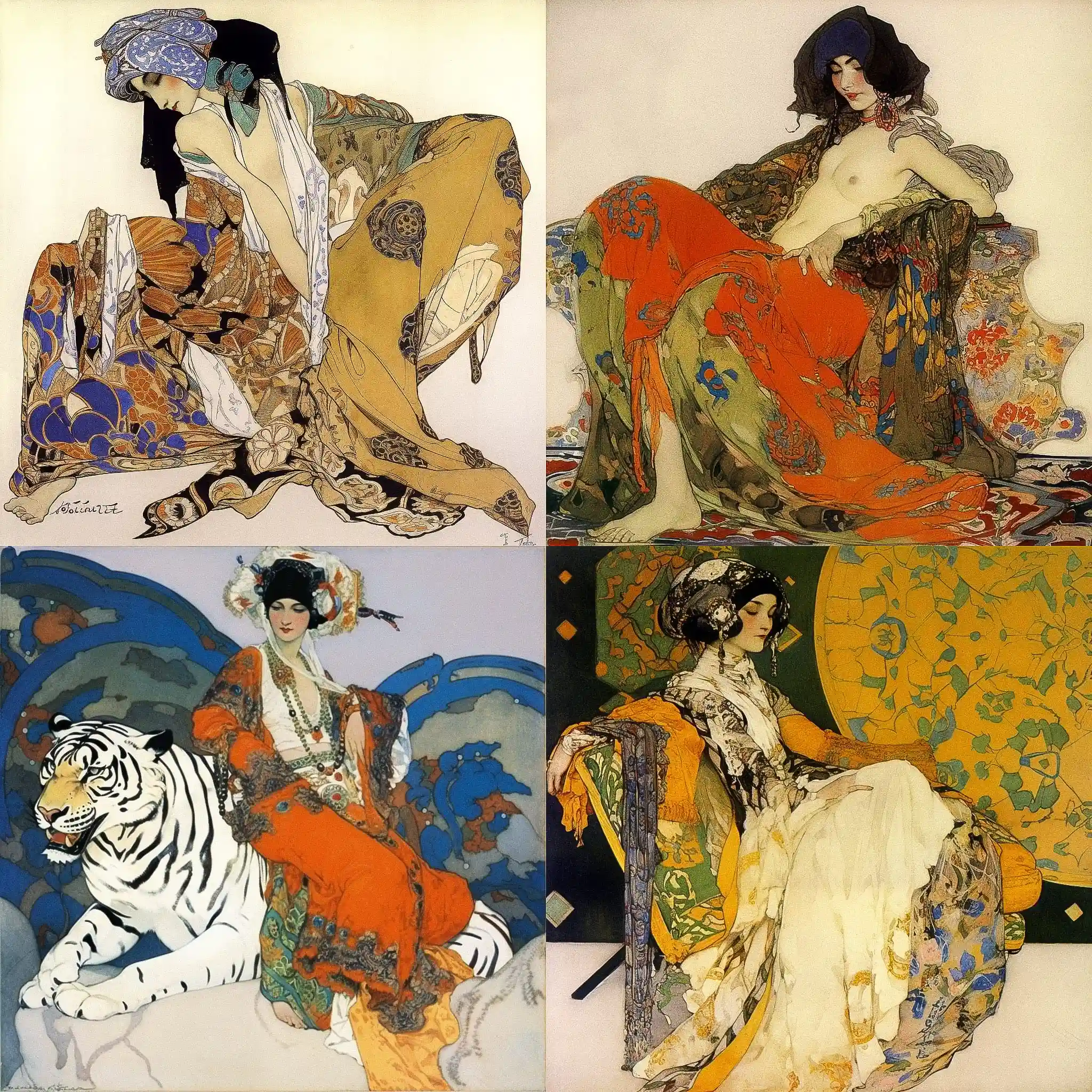 列昂·巴克斯特 leon bakst风格midjourney AI绘画作品 -列昂·巴克斯特 leon bakst风格midjourney AI绘画作品