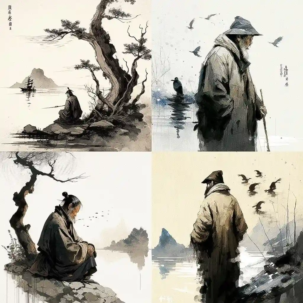 傅抱石 fu baoshi风格midjourney AI绘画作品 -傅抱石 fu baoshi风格midjourney AI绘画作品