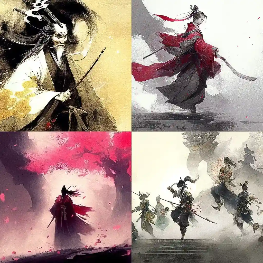 傅抱石 fu baoshi风格midjourney AI绘画作品 -傅抱石 fu baoshi风格midjourney AI绘画作品