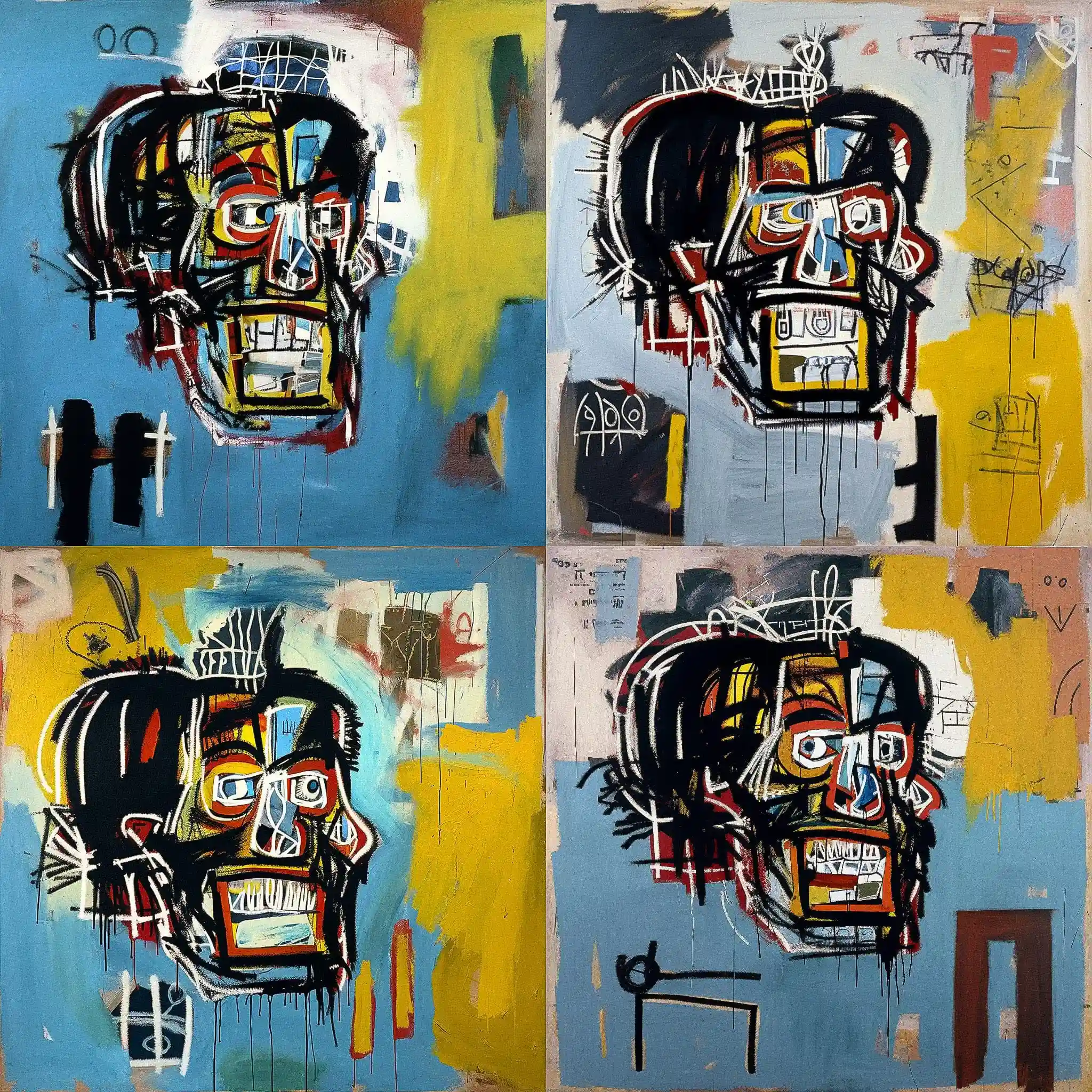 -让-米歇尔·巴斯奎特 jean michel basquiat风格midjourney AI绘画作品