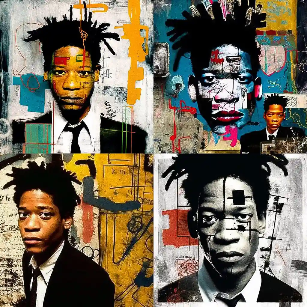 -让-米歇尔·巴斯奎特 jean michel basquiat风格midjourney AI绘画作品