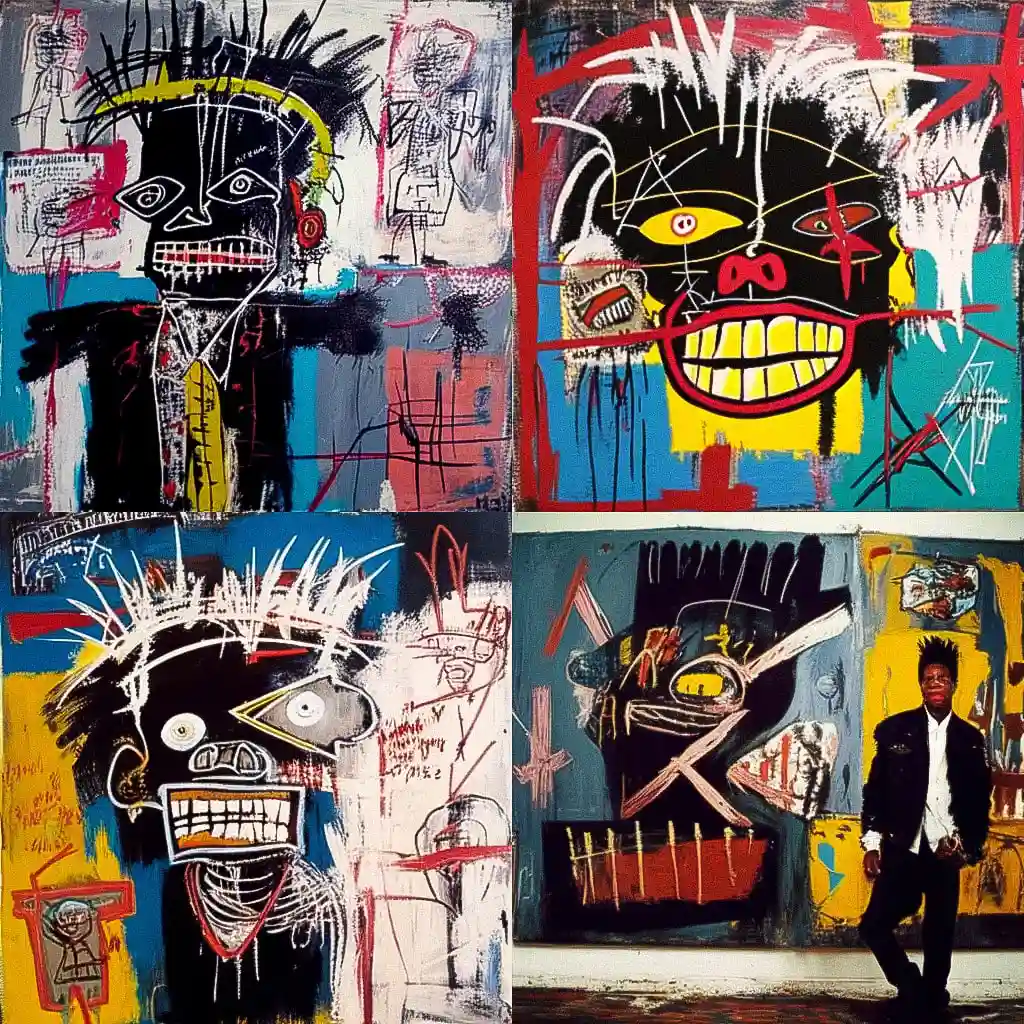 让-米歇尔·巴斯奎特 jean michel basquiat风格midjourney AI绘画作品 -让-米歇尔·巴斯奎特 jean michel basquiat风格midjourney AI绘画作品