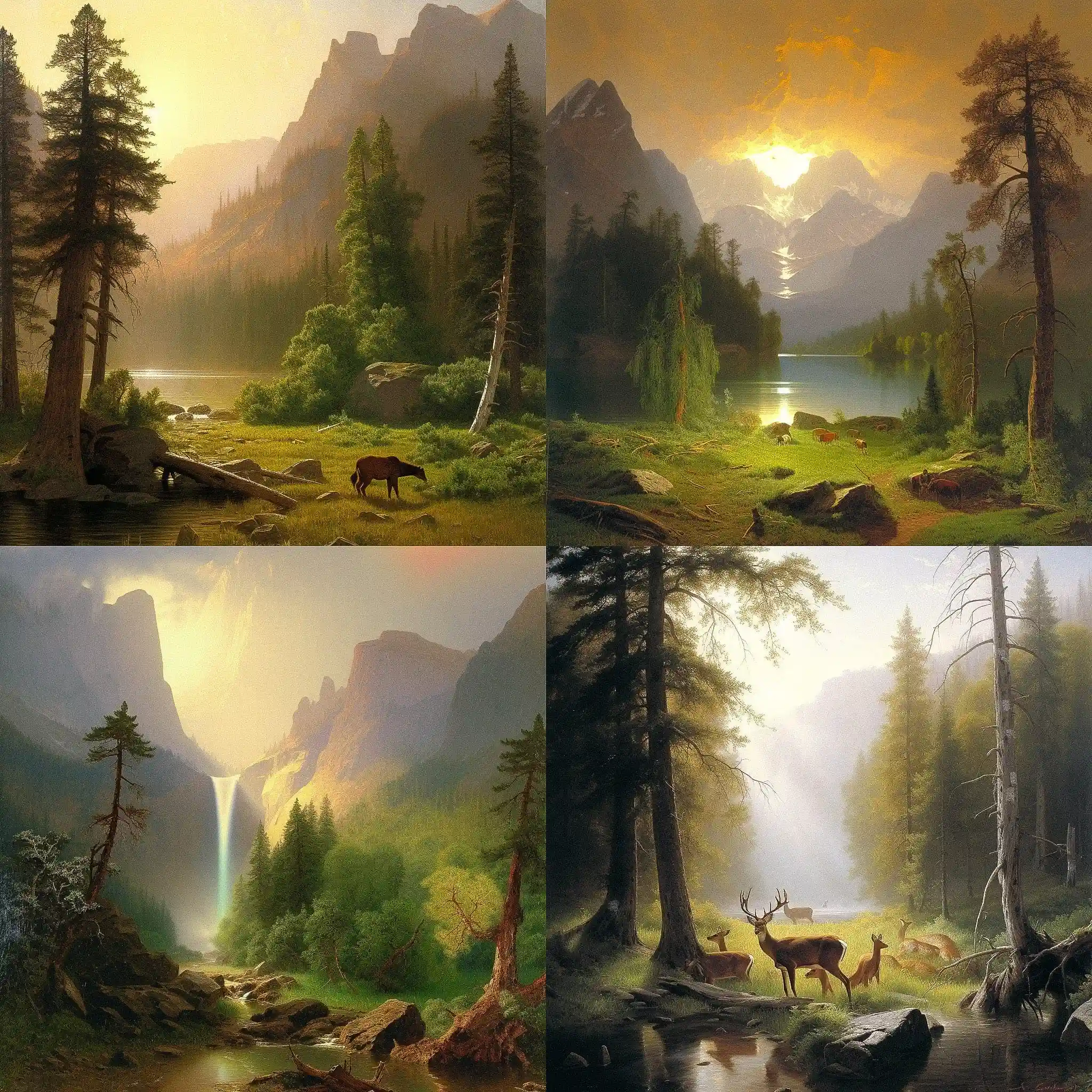 阿尔伯特·比尔施塔特 albert bierstadt风格midjourney AI绘画作品 -阿尔伯特·比尔施塔特 albert bierstadt风格midjourney AI绘画作品