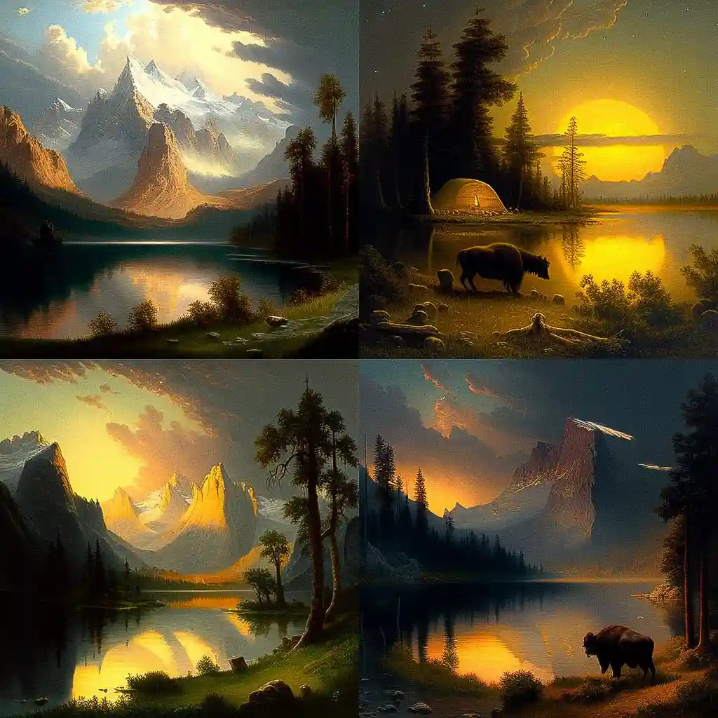 阿尔伯特·比尔施塔特 albert bierstadt风格midjourney AI绘画作品 -阿尔伯特·比尔施塔特 albert bierstadt风格midjourney AI绘画作品