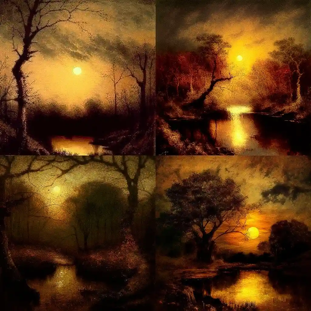 拉尔夫·布莱克洛克 ralph blakelock风格midjourney AI绘画作品 -拉尔夫·布莱克洛克 ralph blakelock风格midjourney AI绘画作品