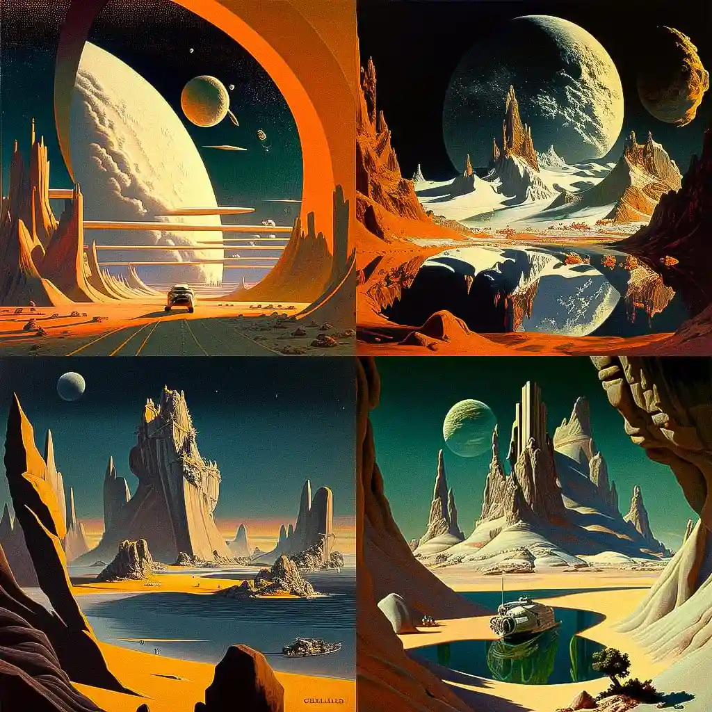 -切斯利·博内斯特尔 chesley bonestell风格midjourney AI绘画作品