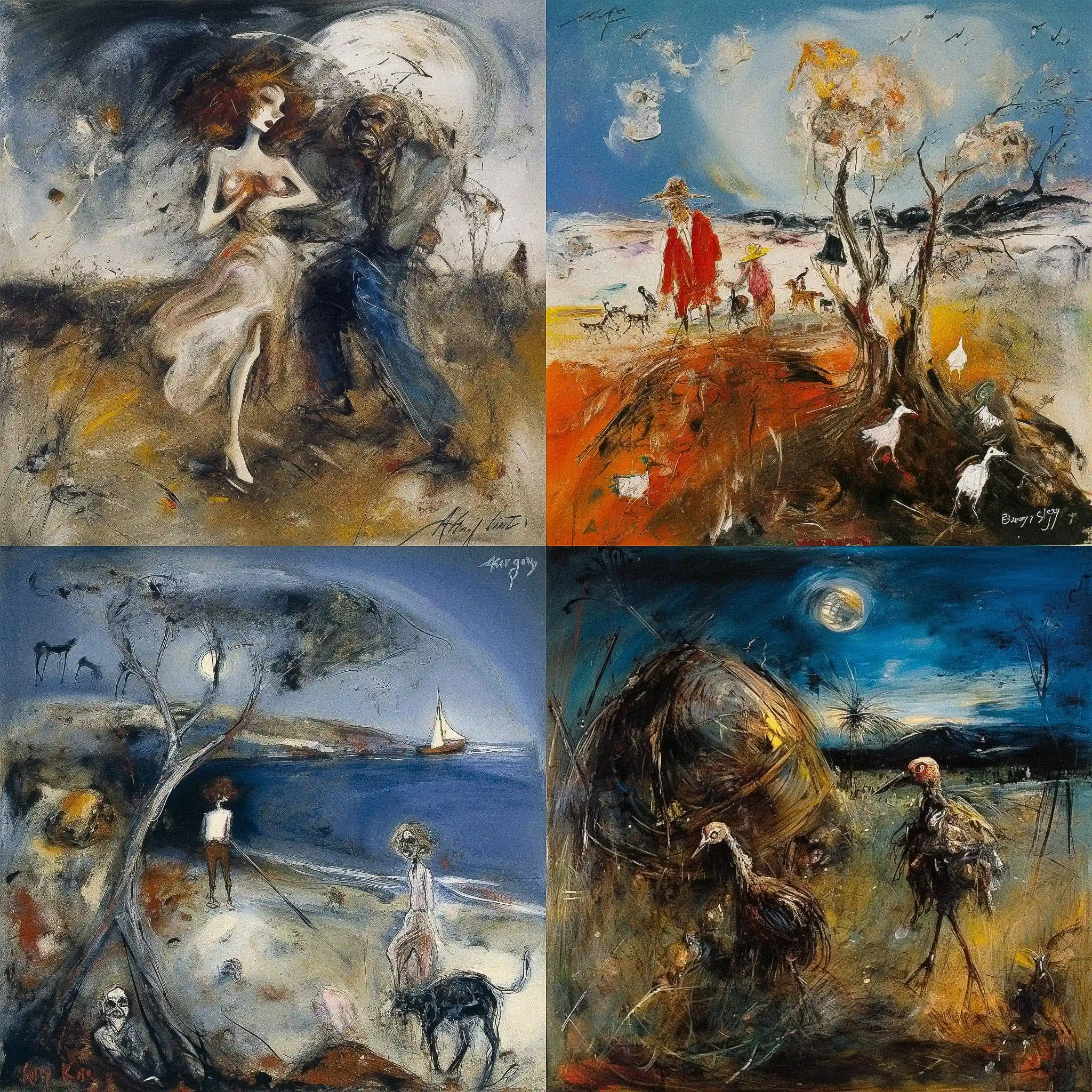 阿瑟·博伊德 arthur boyd风格midjourney AI绘画作品 -阿瑟·博伊德 arthur boyd风格midjourney AI绘画作品