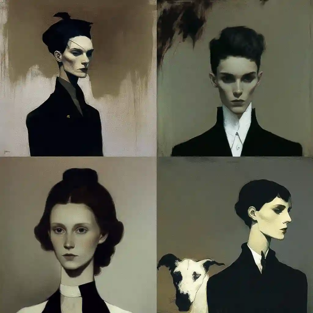 罗曼娜·布鲁克斯 romaine brooks风格midjourney AI绘画作品 -罗曼娜·布鲁克斯 romaine brooks风格midjourney AI绘画作品