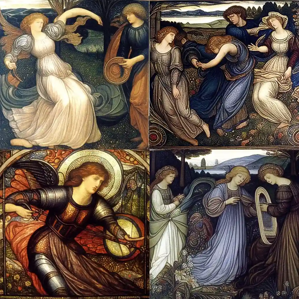 爱德华伯恩琼斯 edward burne jones风格midjourney AI绘画作品 -爱德华伯恩琼斯 edward burne jones风格midjourney AI绘画作品