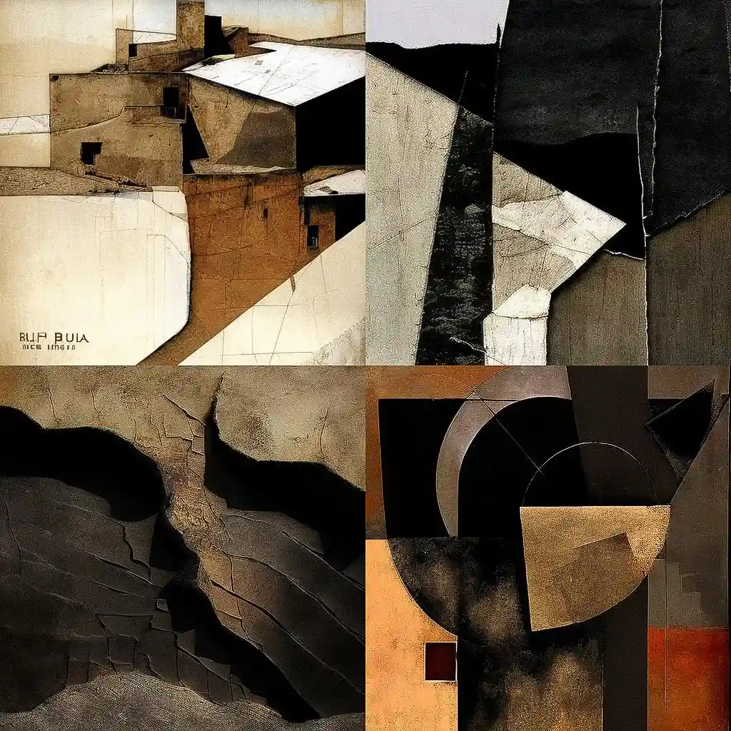 阿尔贝托·布里 alberto burri风格midjourney AI绘画作品 -阿尔贝托·布里 alberto burri风格midjourney AI绘画作品