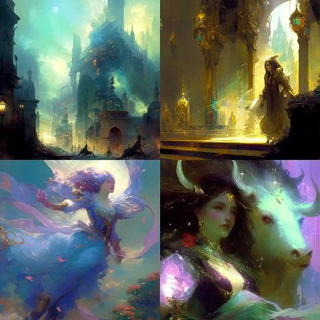 加斯东·比西耶尔 gaston bussiere风格midjourney AI绘画作品 -加斯东·比西耶尔 gaston bussiere风格midjourney AI绘画作品