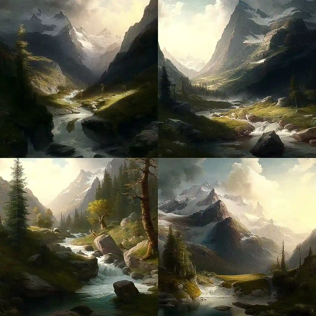 亚历山大·卡拉梅 alexandre calame风格midjourney AI绘画作品 -亚历山大·卡拉梅 alexandre calame风格midjourney AI绘画作品