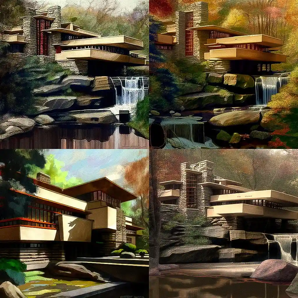 弗兰克·劳埃德·赖特 frank lloyd wright风格midjourney AI绘画作品 -弗兰克·劳埃德·赖特 frank lloyd wright风格midjourney AI绘画作品
