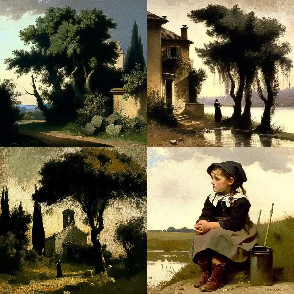 卡米耶·科罗 camille corot风格midjourney AI绘画作品 -卡米耶·科罗 camille corot风格midjourney AI绘画作品
