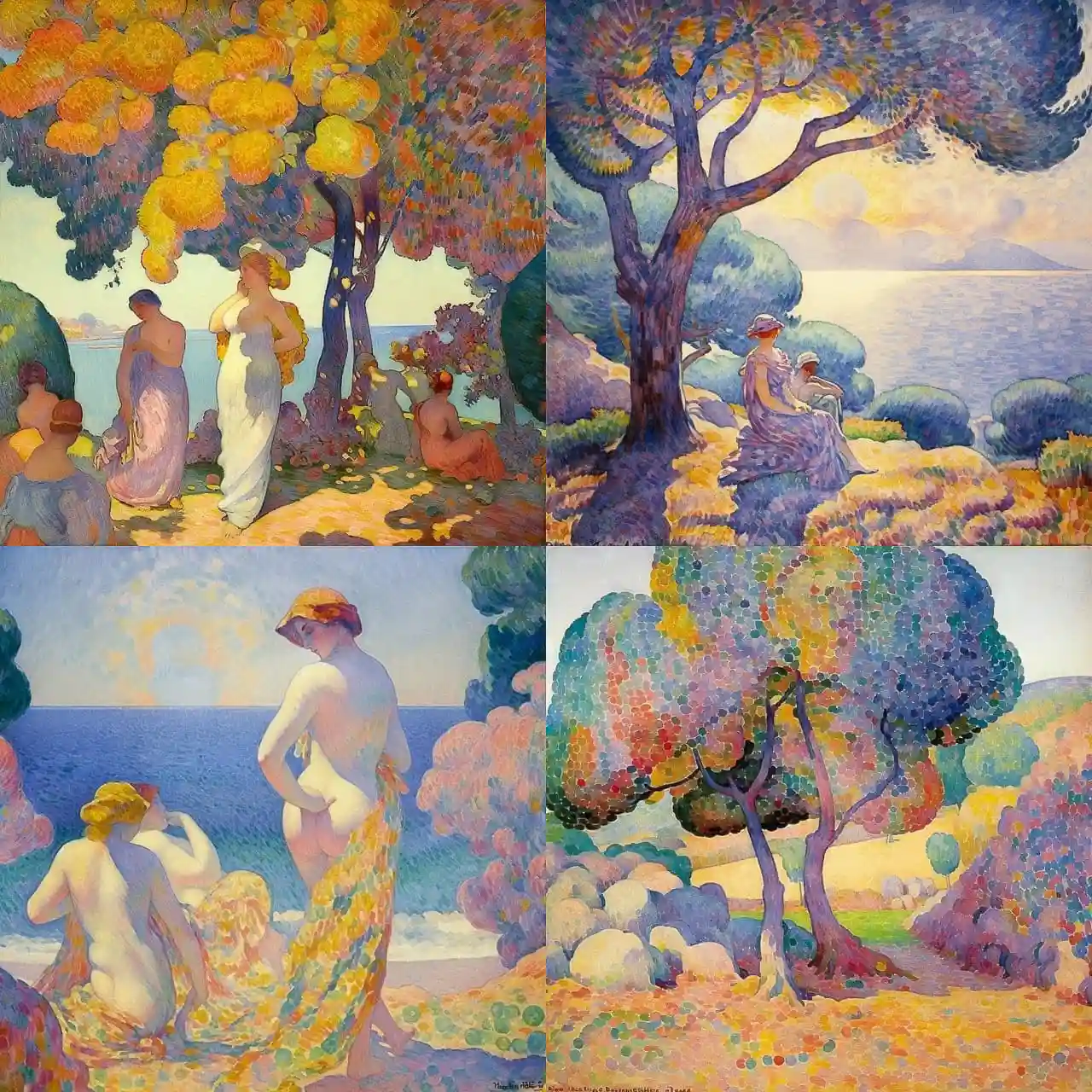 -亨利·爱德蒙·克罗斯 henri edmond cross风格midjourney AI绘画作品