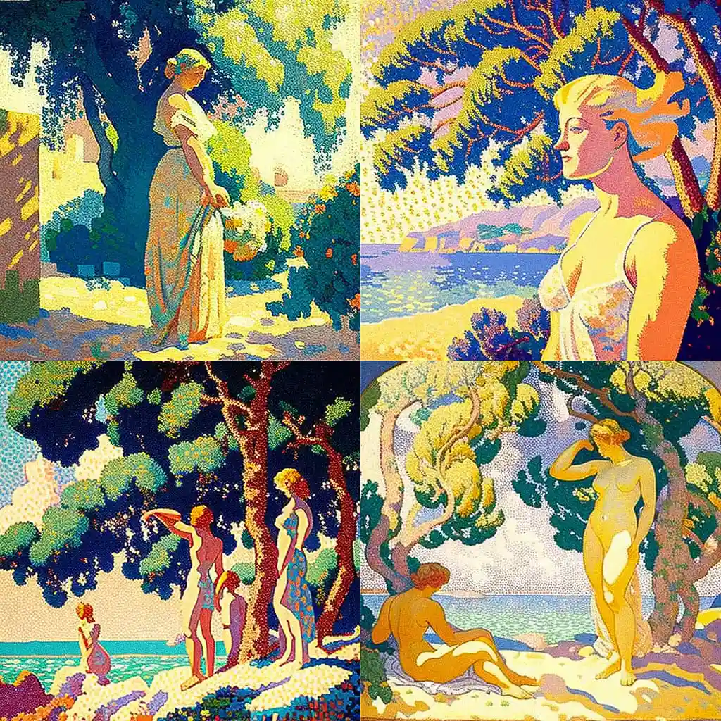 亨利·爱德蒙·克罗斯 henri edmond cross风格midjourney AI绘画作品 -亨利·爱德蒙·克罗斯 henri edmond cross风格midjourney AI绘画作品