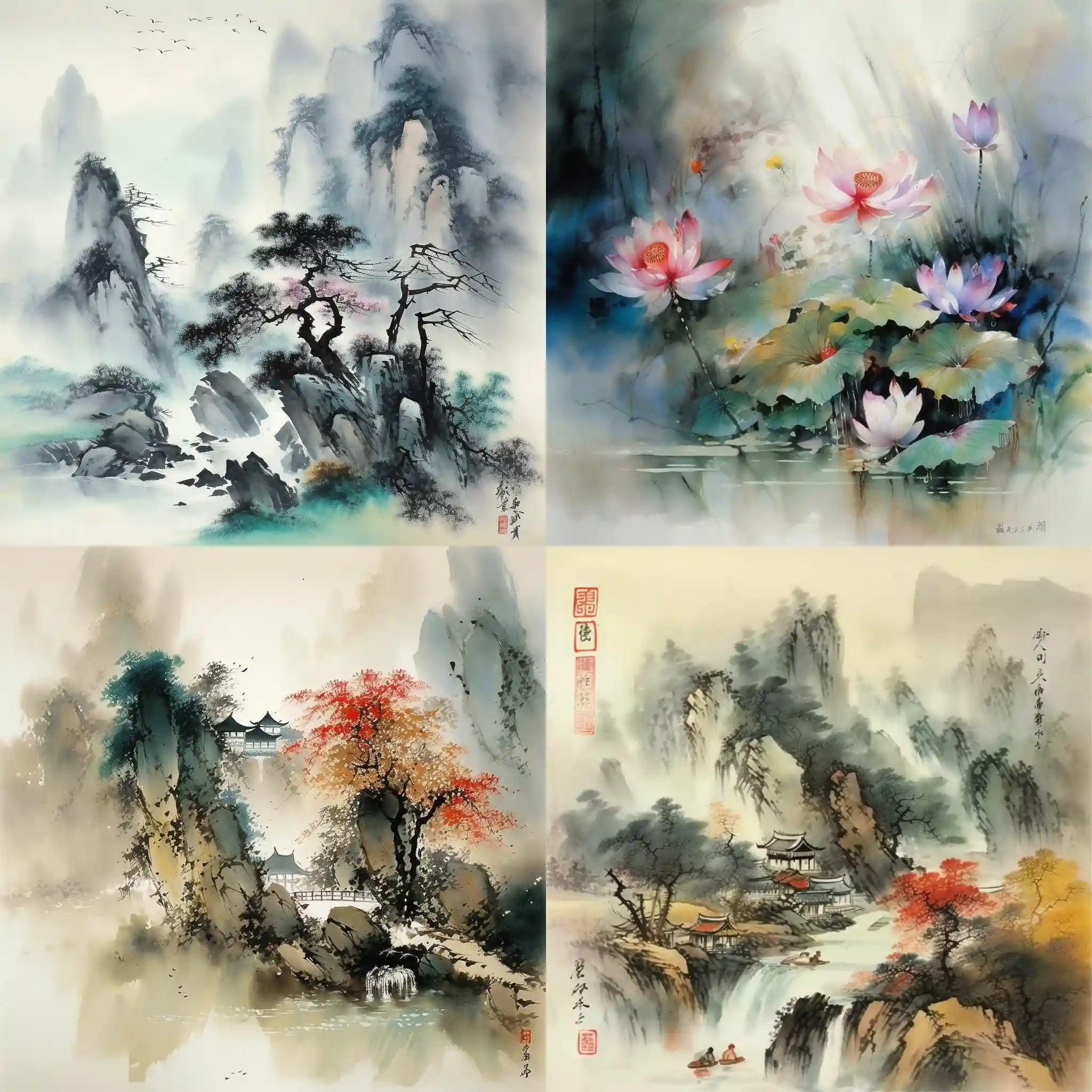 -张大千 zhang daqian风格midjourney AI绘画作品