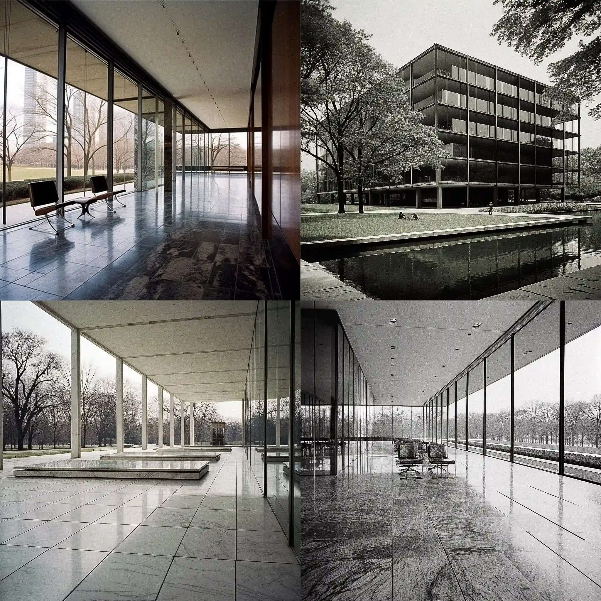 -路德维希·密斯·范德罗 ludwig mies van der rohe风格midjourney AI绘画作品