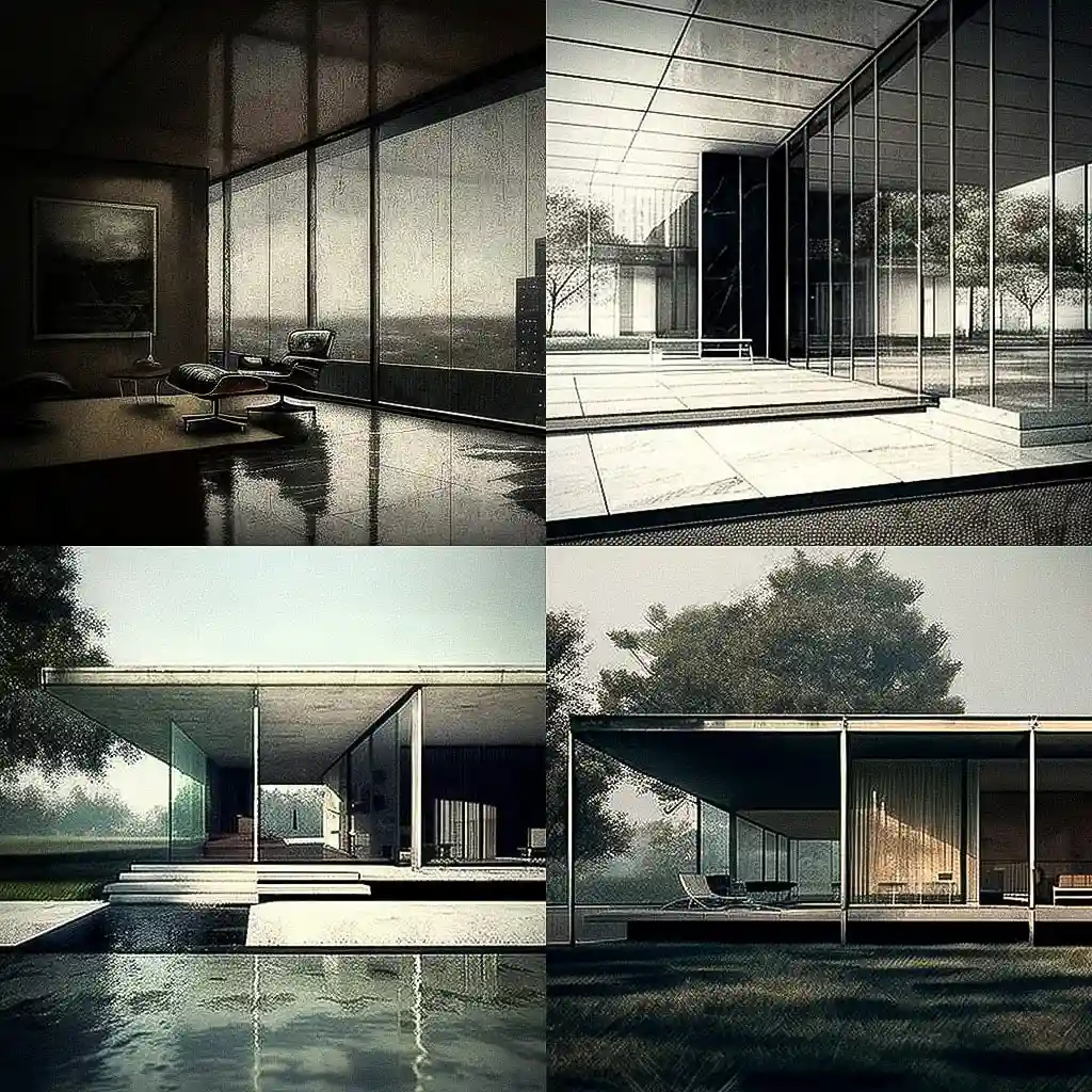 -路德维希·密斯·范德罗 ludwig mies van der rohe风格midjourney AI绘画作品