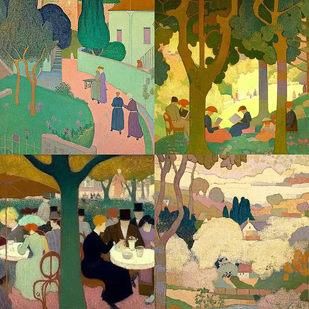毛里斯·德尼 maurice denis风格midjourney AI绘画作品 -毛里斯·德尼 maurice denis风格midjourney AI绘画作品