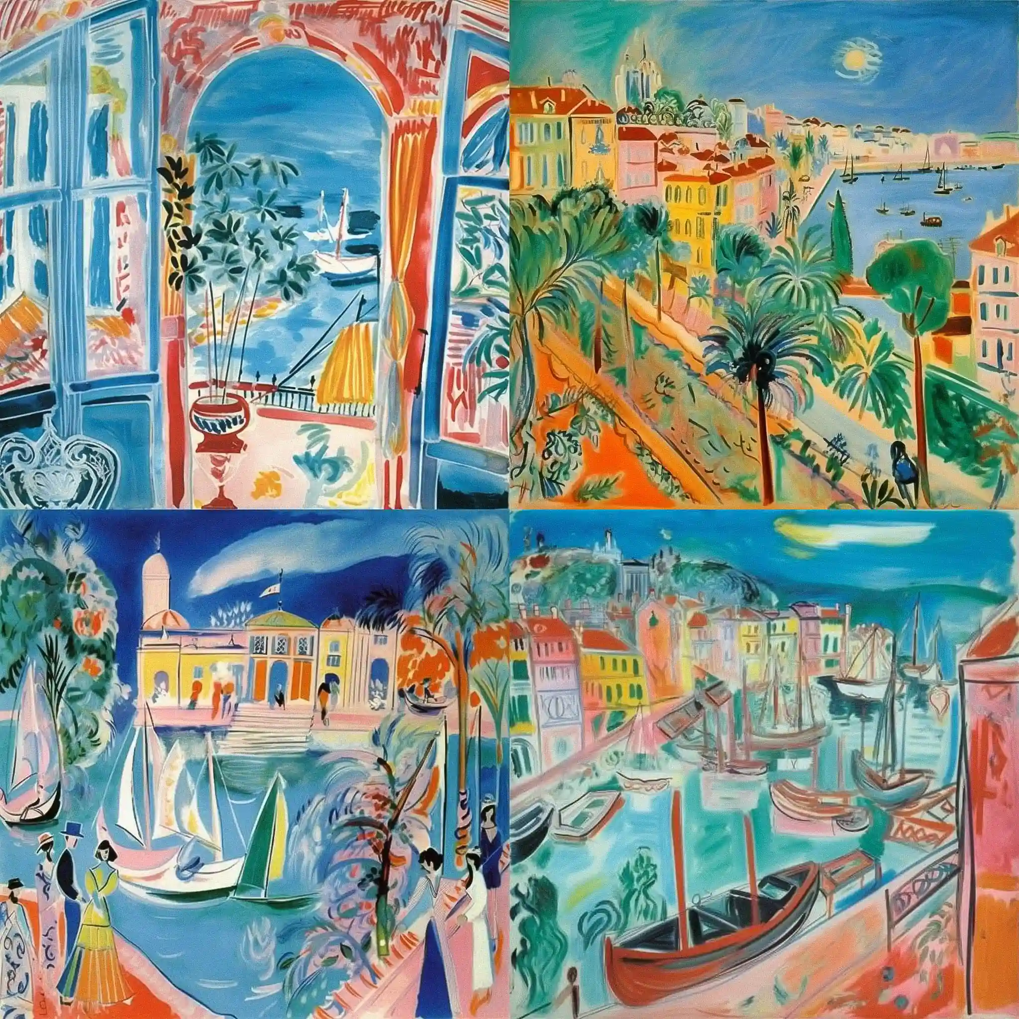 雷乌尔·杜菲 raoul dufy风格midjourney AI绘画作品 -雷乌尔·杜菲 raoul dufy风格midjourney AI绘画作品