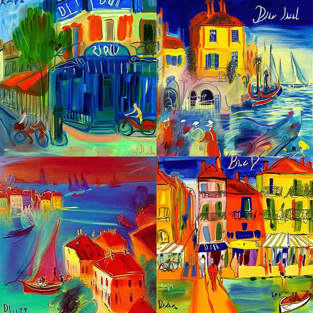 雷乌尔·杜菲 raoul dufy风格midjourney AI绘画作品 -雷乌尔·杜菲 raoul dufy风格midjourney AI绘画作品