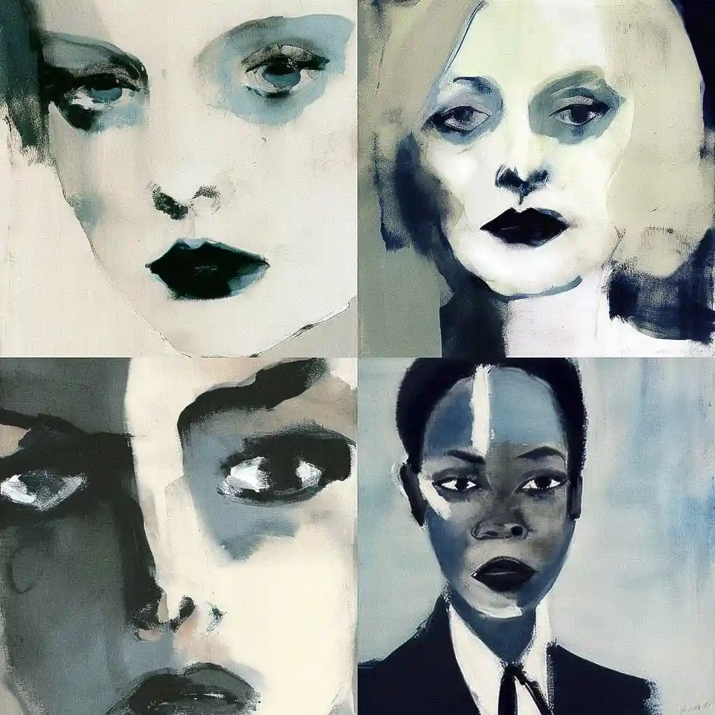 -马琳·杜马斯 marlene dumas风格midjourney AI绘画作品