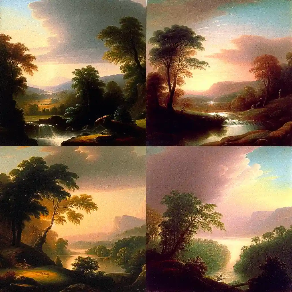 罗伯特·塞尔登·邓肯森 robert seldon duncanson风格midjourney AI绘画作品 -罗伯特·塞尔登·邓肯森 robert seldon duncanson风格midjourney AI绘画作品