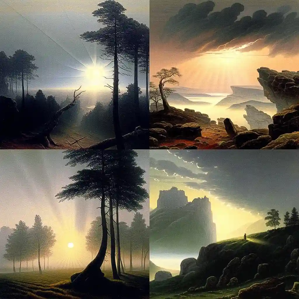卡斯帕·大卫·弗里德里希 caspar david friedrich风格midjourney AI绘画作品 -卡斯帕·大卫·弗里德里希 caspar david friedrich风格midjourney AI绘画作品