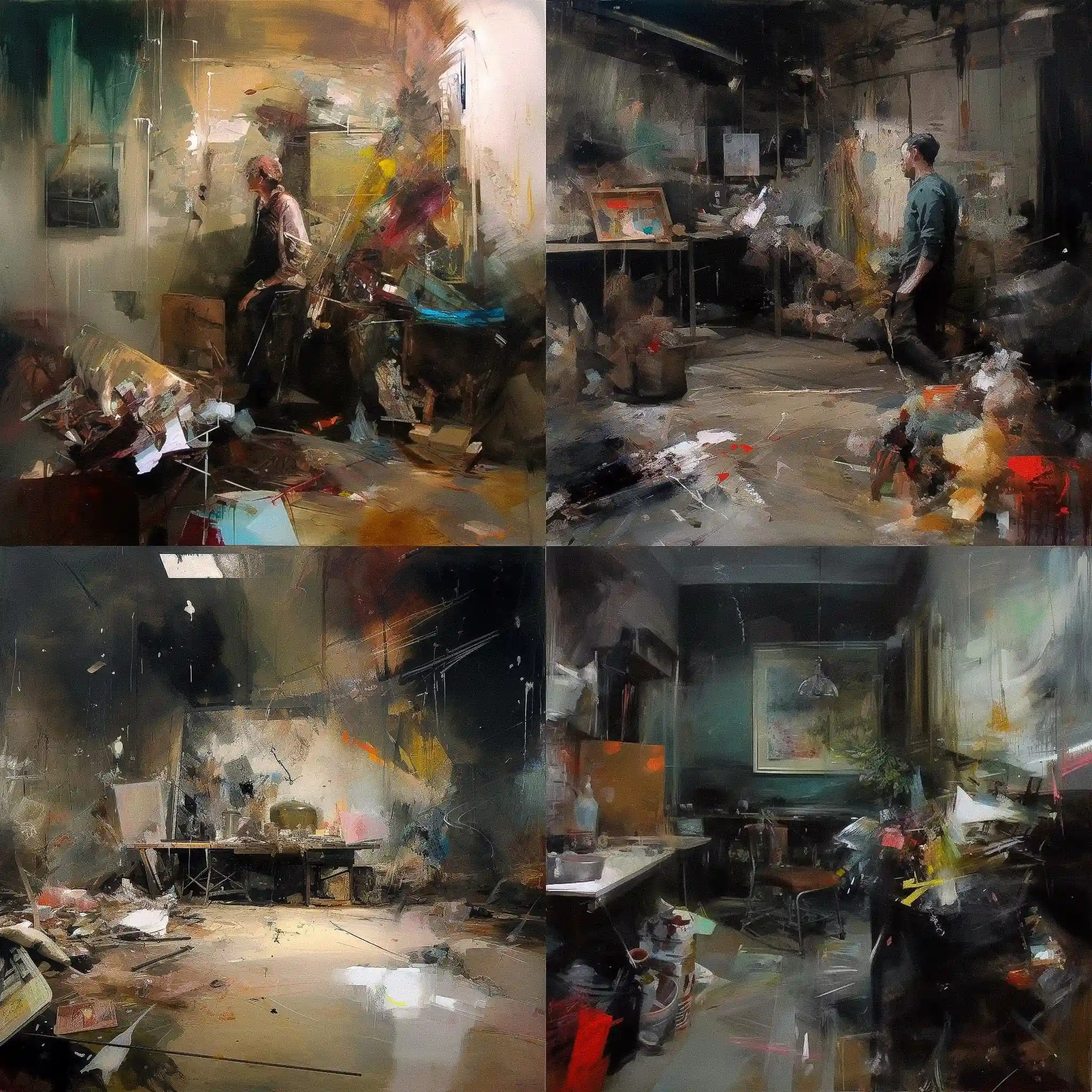 阿德里安·吉尼耶 adrian ghenie风格midjourney AI绘画作品 -阿德里安·吉尼耶 adrian ghenie风格midjourney AI绘画作品