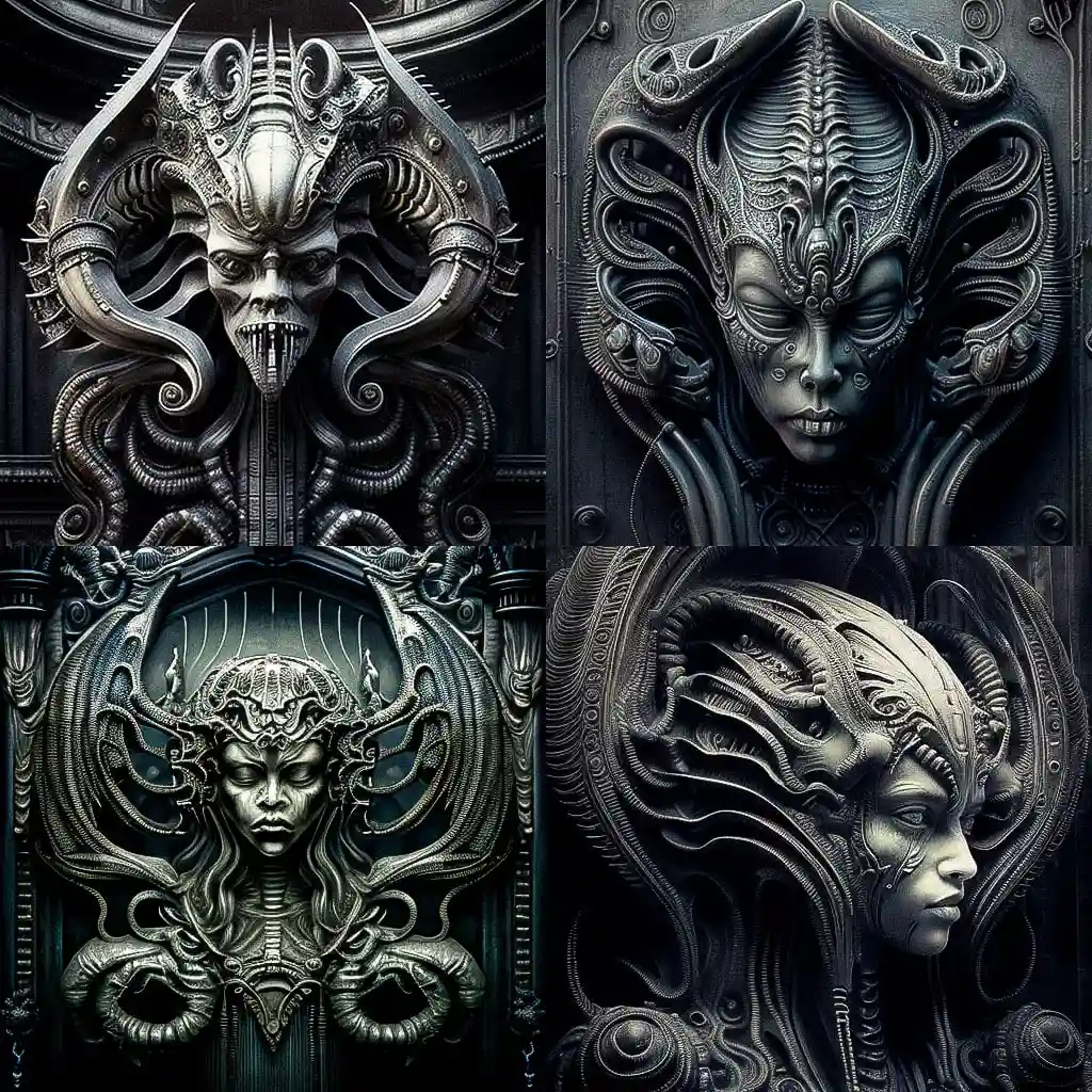 h·r·giger h r giger风格midjourney AI绘画作品 -h·r·giger h r giger风格midjourney AI绘画作品