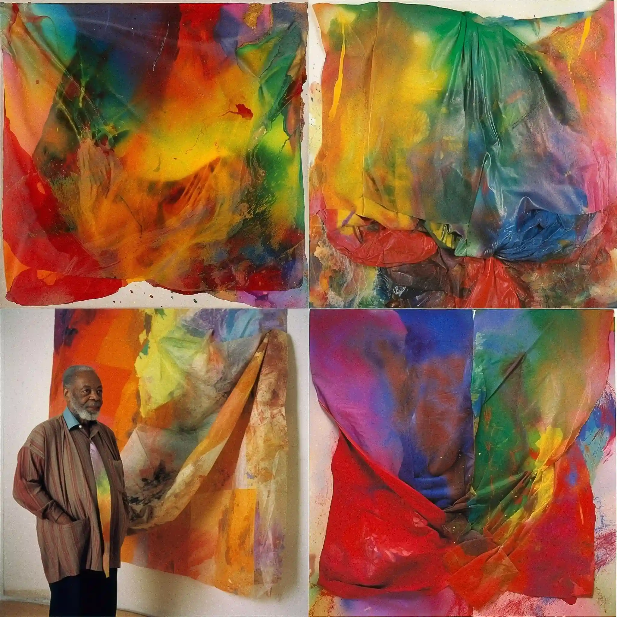 山姆·吉利安 sam gilliam风格midjourney AI绘画作品 -山姆·吉利安 sam gilliam风格midjourney AI绘画作品