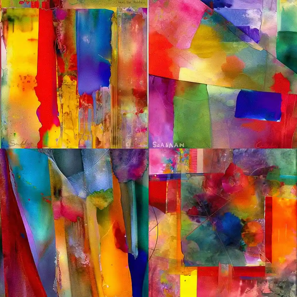 山姆·吉利安 sam gilliam风格midjourney AI绘画作品 -山姆·吉利安 sam gilliam风格midjourney AI绘画作品