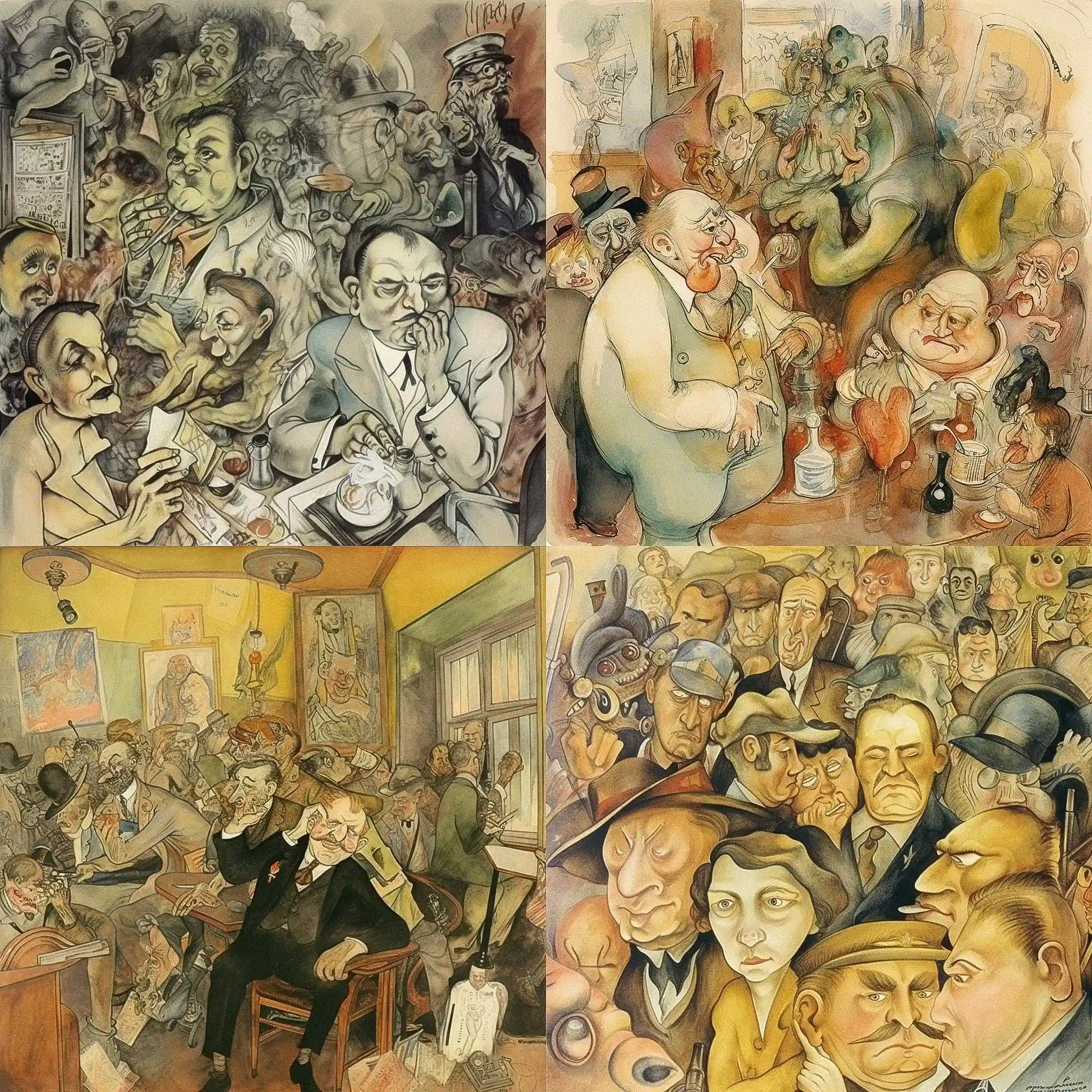 乔治·格罗斯 george grosz风格midjourney AI绘画作品 -乔治·格罗斯 george grosz风格midjourney AI绘画作品