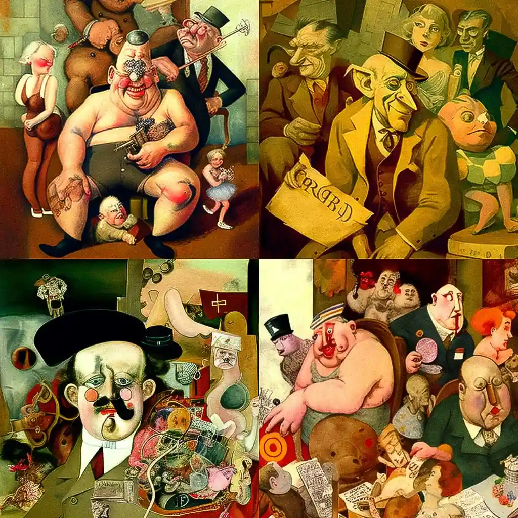 乔治·格罗斯 george grosz风格midjourney AI绘画作品 -乔治·格罗斯 george grosz风格midjourney AI绘画作品