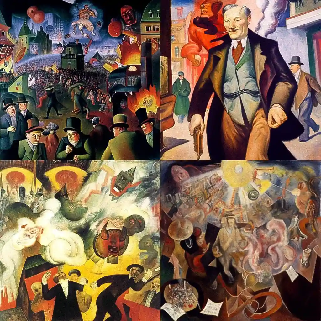 乔治·格罗斯 george grosz风格midjourney AI绘画作品 -乔治·格罗斯 george grosz风格midjourney AI绘画作品
