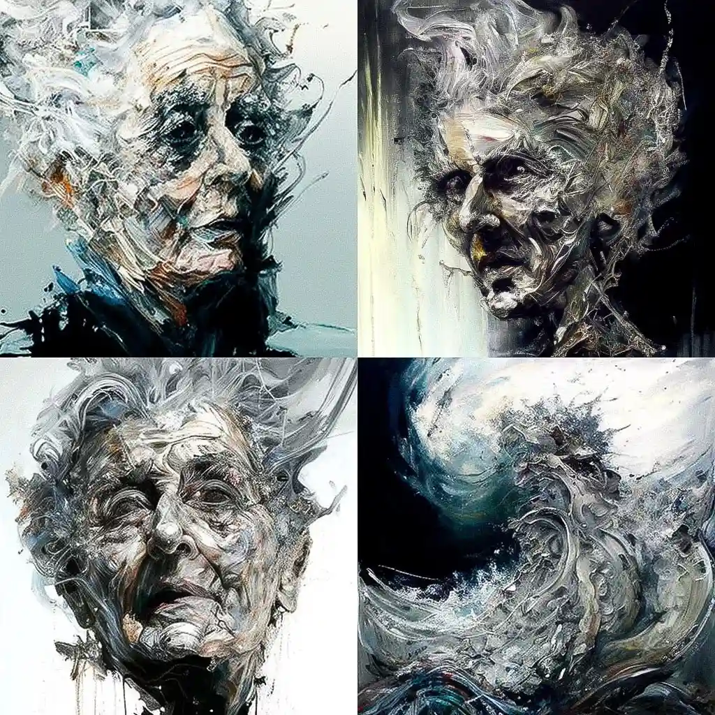 -玛吉·汉布林 maggi hambling风格midjourney AI绘画作品