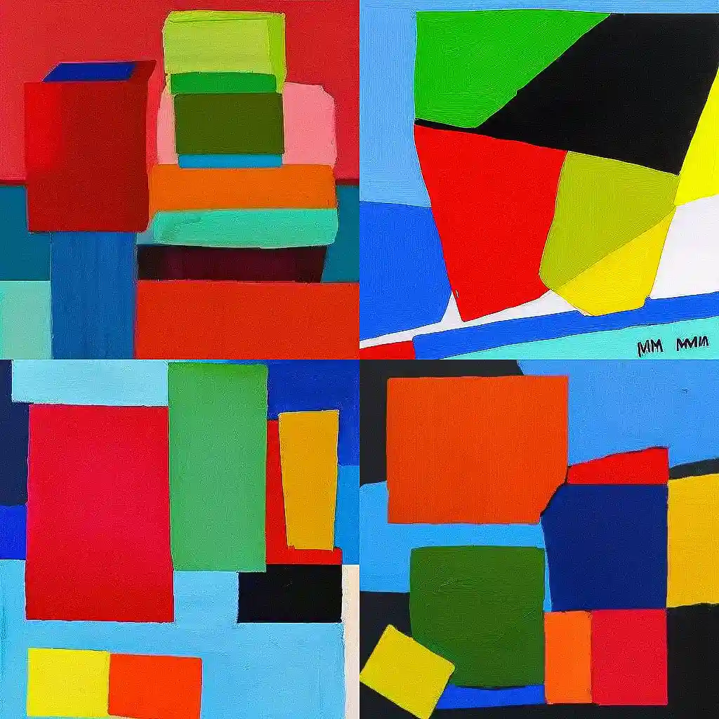 玛丽·海尔曼 mary heilmann风格midjourney AI绘画作品 -玛丽·海尔曼 mary heilmann风格midjourney AI绘画作品