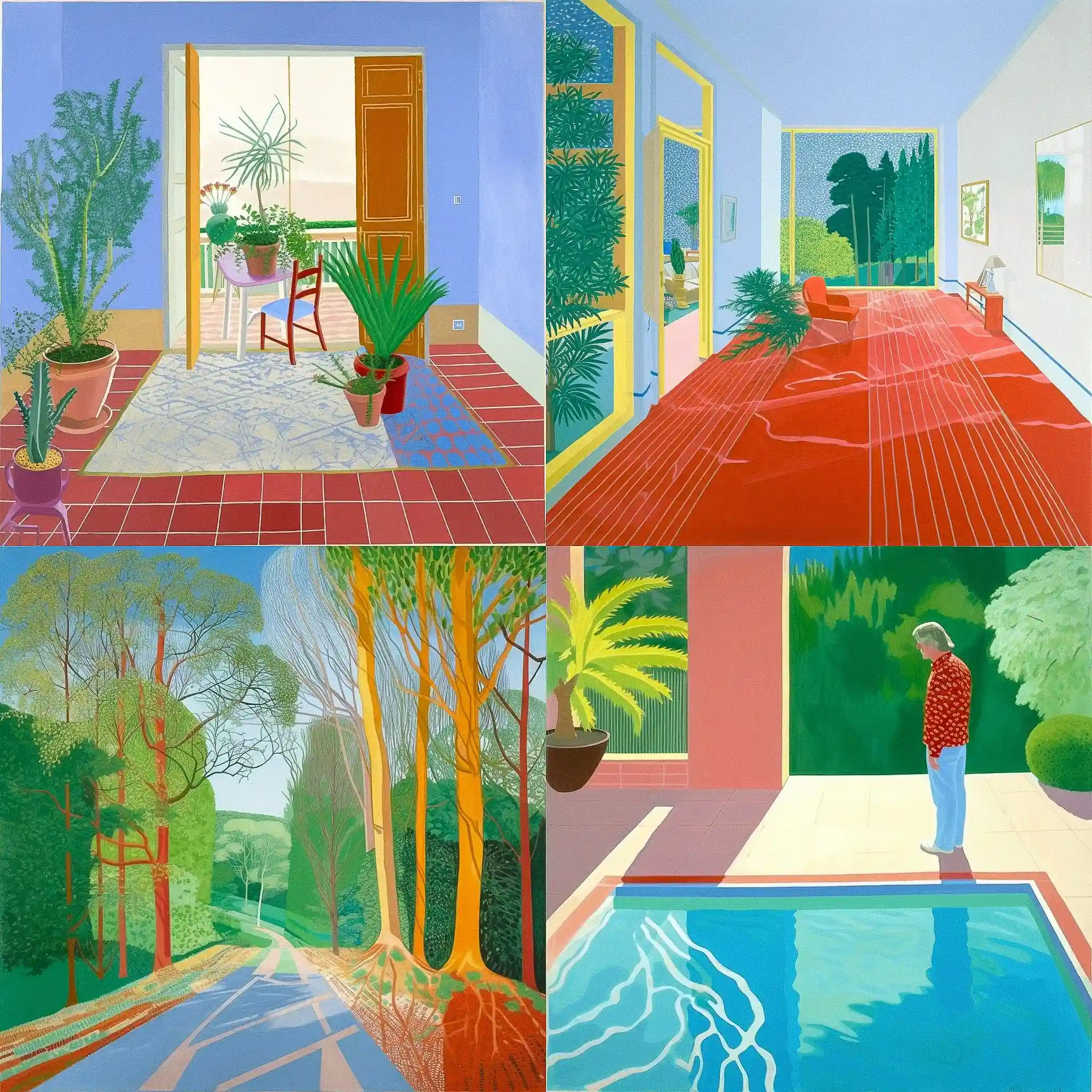大卫·霍克尼 david hockney风格midjourney AI绘画作品 -大卫·霍克尼 david hockney风格midjourney AI绘画作品