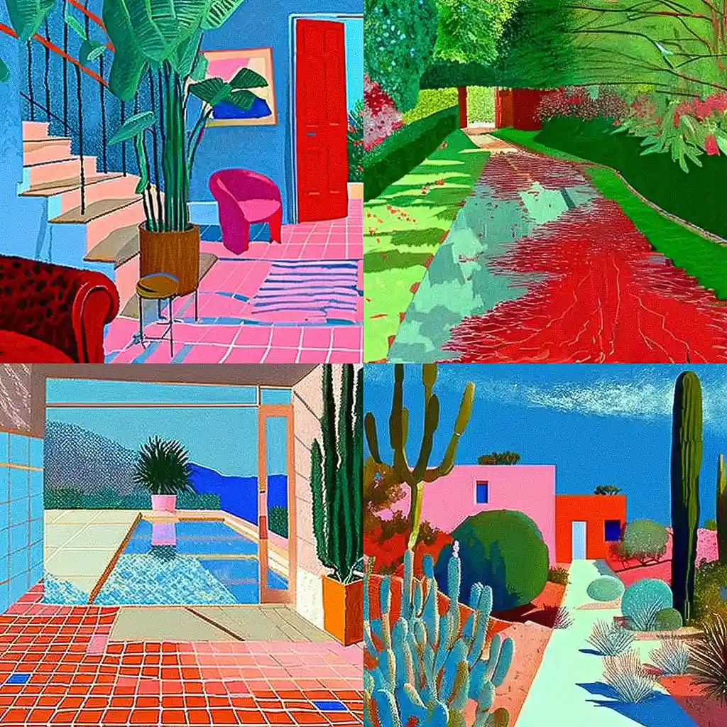 大卫·霍克尼 david hockney风格midjourney AI绘画作品 -大卫·霍克尼 david hockney风格midjourney AI绘画作品
