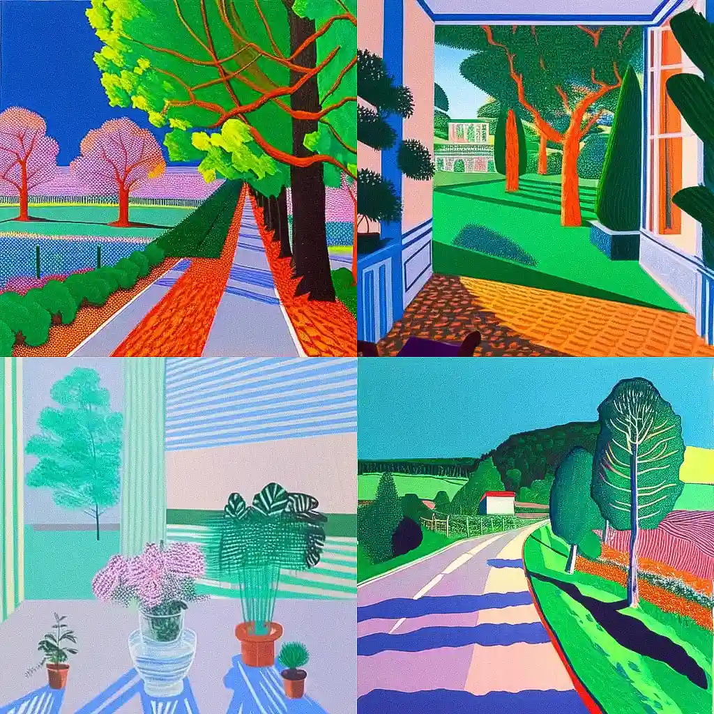 大卫·霍克尼 david hockney风格midjourney AI绘画作品 -大卫·霍克尼 david hockney风格midjourney AI绘画作品