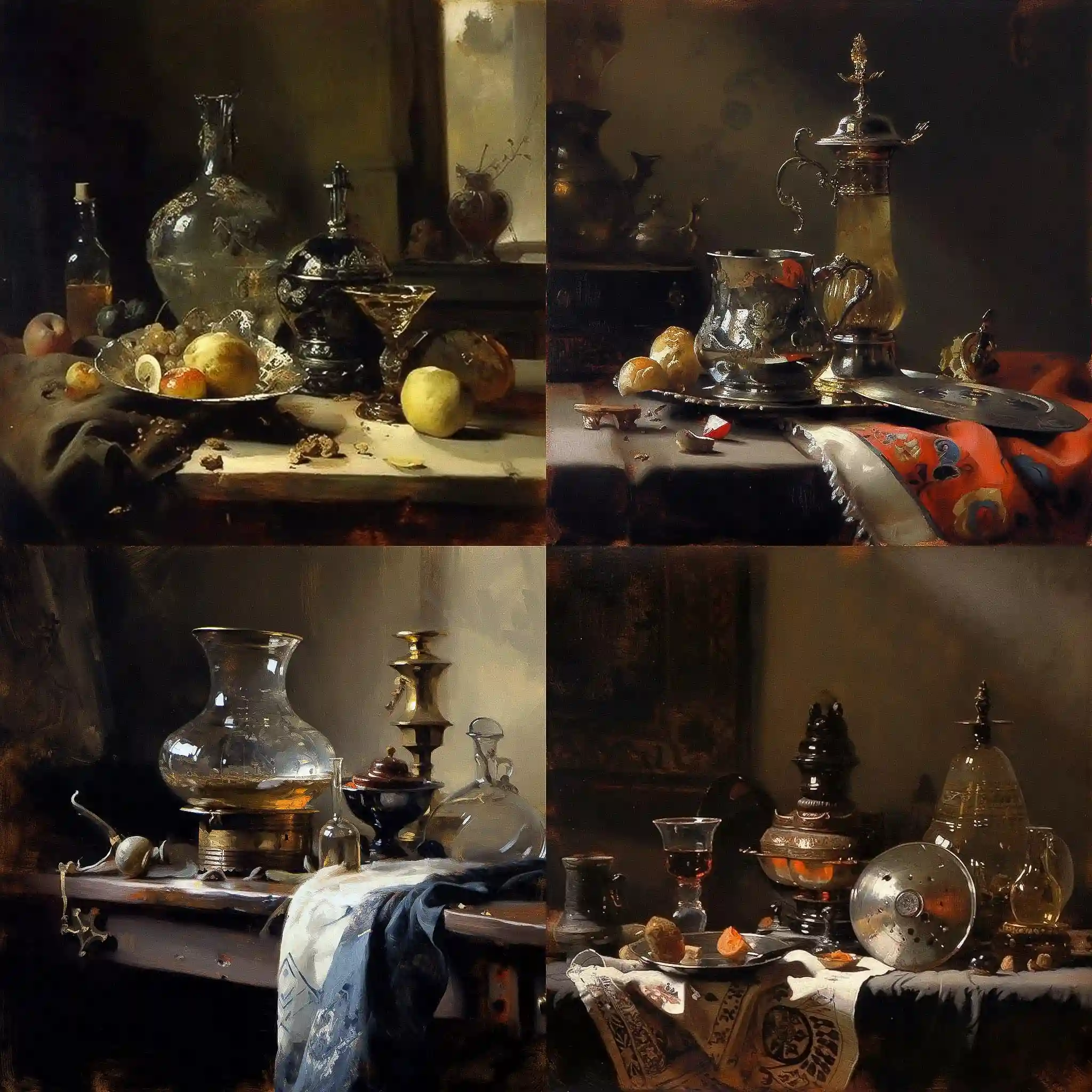 -威廉·卡尔夫 willem kalf风格midjourney AI绘画作品